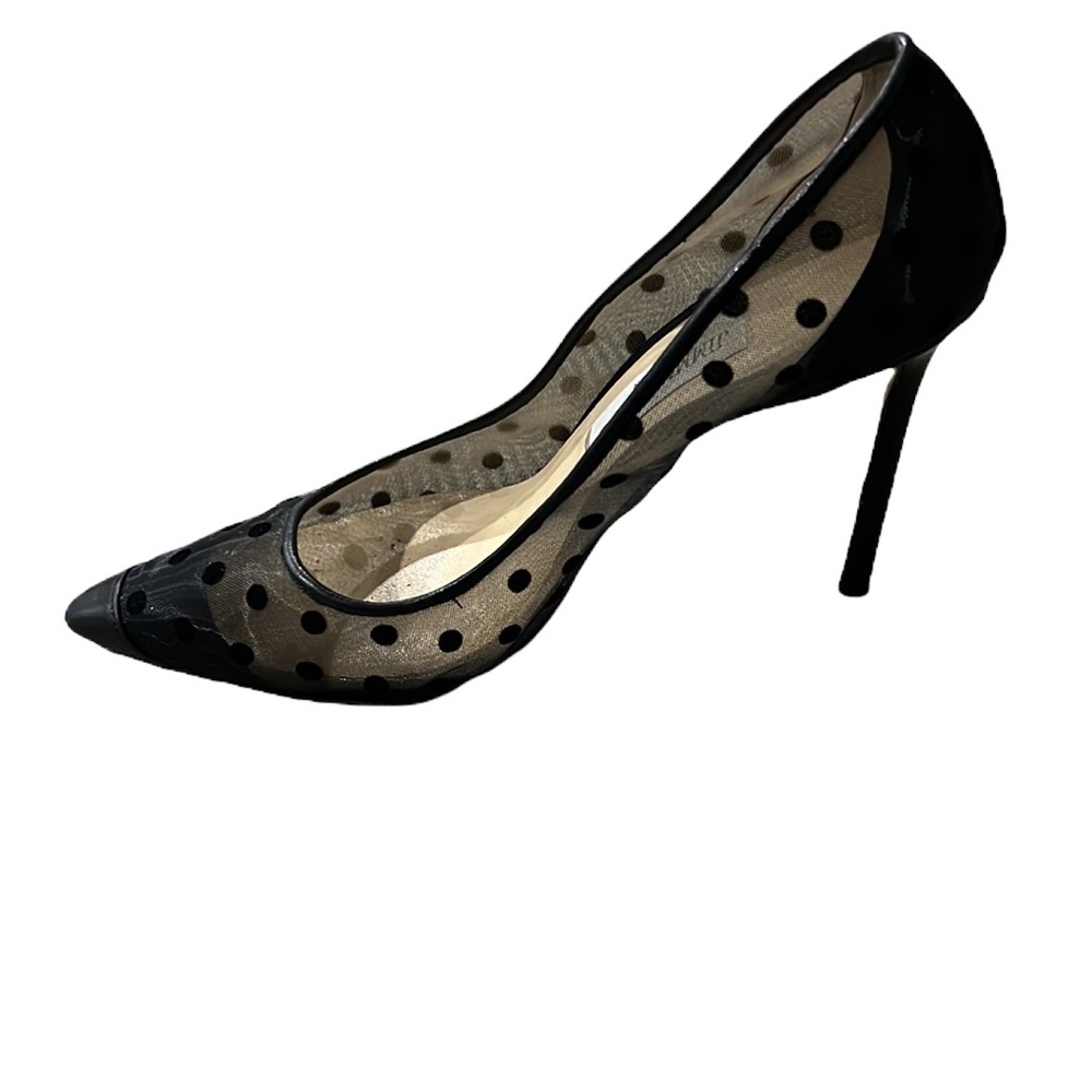 Jimmy Choo Black Polka Dot Romy 100 Mesh Pumps Size 36.5 - Picture 5 of 8
